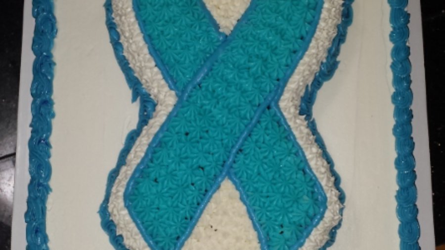 Blue Awareness Ribbon Cake